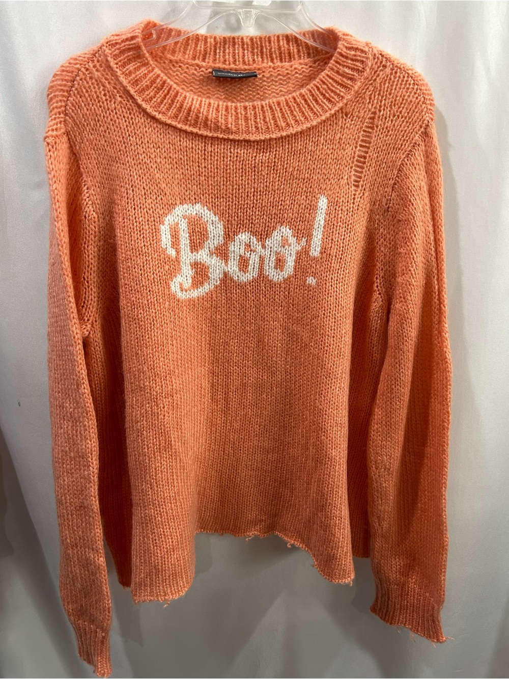 Women's Orange 'Boo!' Boxy Knit Sweater NWOT